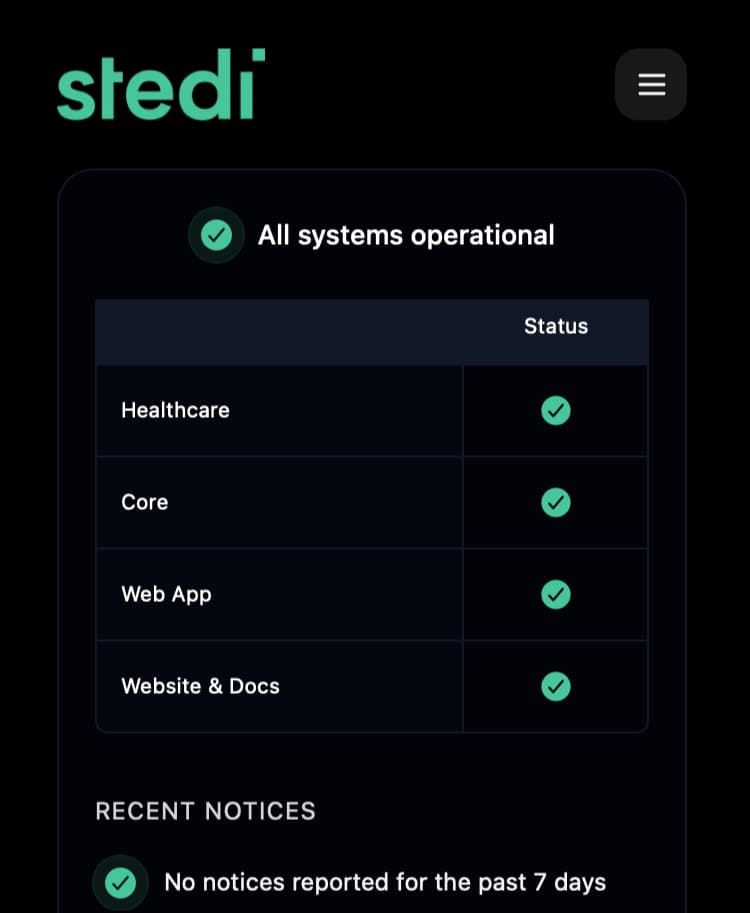 Stedi Status Page