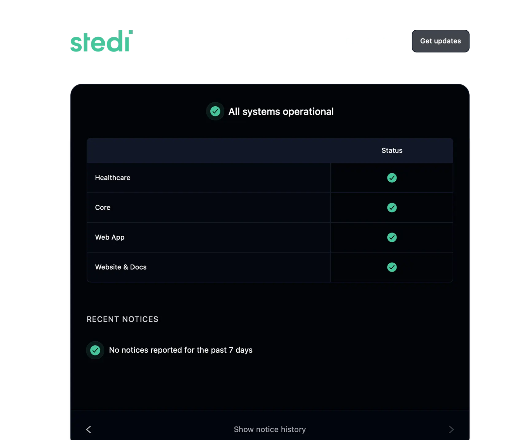 Stedi Status Page
