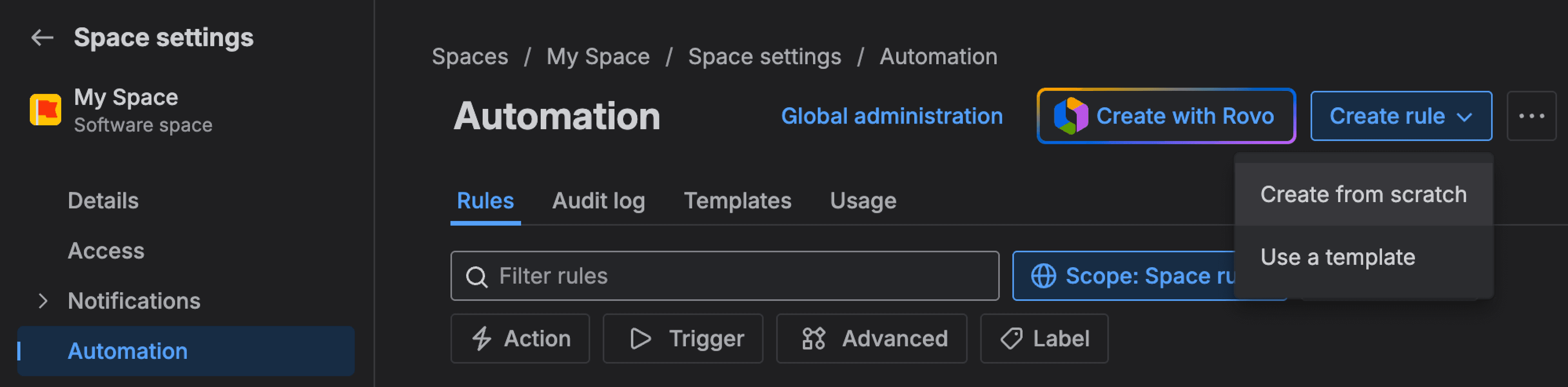 Jira Create rule from scratch